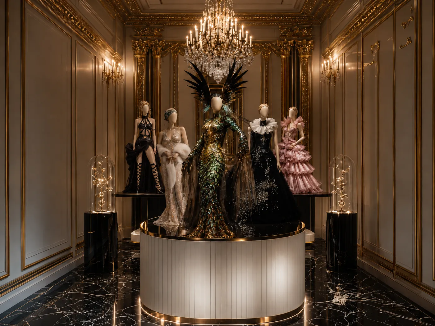 Immersive circular fashion-exhibition environment exploring perception, judgment, identity, beauty, and disgust.